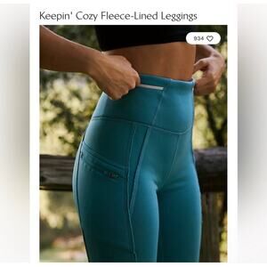 NWT FP Movement Keepin Cozy Leggings Stormy Sky Blue Fleece Zip Ankle S Prima